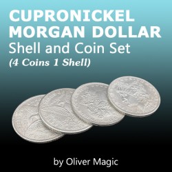 Set Morgan dólar de cuproníquel (4 monedas + 1 cascarilla) Oliver Magic