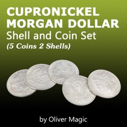 Set Morgan dólar de cuproníquel (5 monedas + 2 cascarillas Cara y Cruz) Oliver Magic