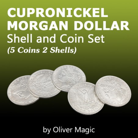 Set Morgan dólar de cuproníquel (5 monedas + 2 cascarillas Cara y Cruz) Oliver Magic