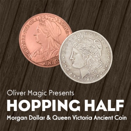 Hopping Half (Morgan dólar y Queen Victoria and Ancient) Oliver Magic