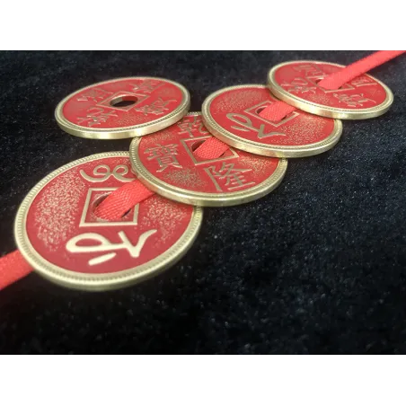 Set monedas chinas rojas y cinta Tamaño Morgan Oliver Magic